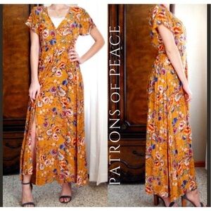 Orange floral maxi wrap dress